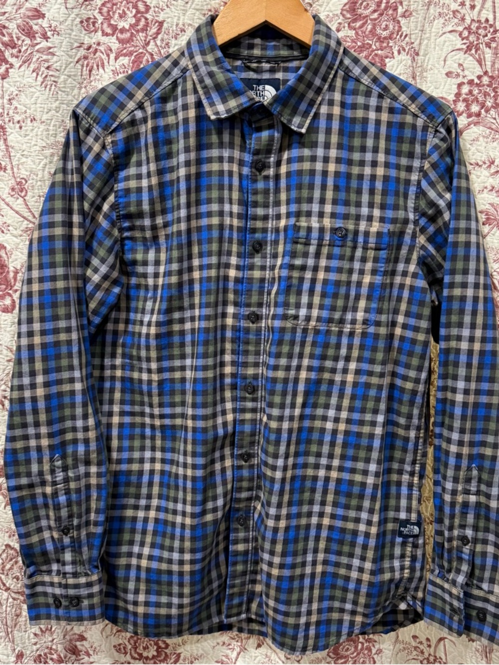 The North Face Plaid Button Down Shirt Blue Gray Men’s M